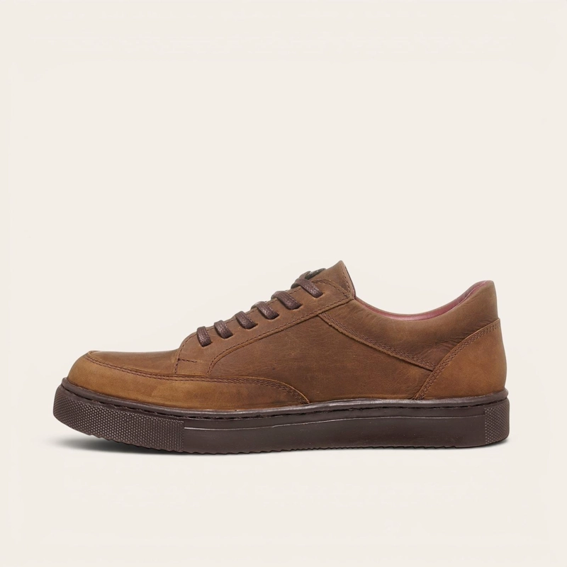 ZAPATILLA DE CUERO URBANA LA CAMPANA OLKI - CAFE /CHOCOLATE - 4