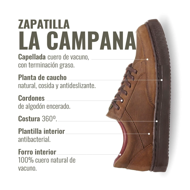 ZAPATILLA DE CUERO URBANA LA CAMPANA OLKI - CAFE /CHOCOLATE - 8
