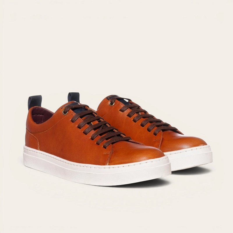 ZAPATILLA CLASICAS DE CUERO CALAN OLKI - CURRY/BLANCA - 1