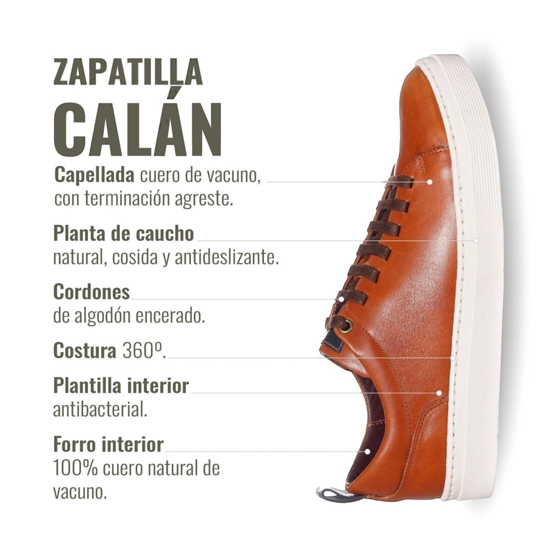 ZAPATILLA CLASICAS DE CUERO CALAN OLKI - CURRY/BLANCA - 8