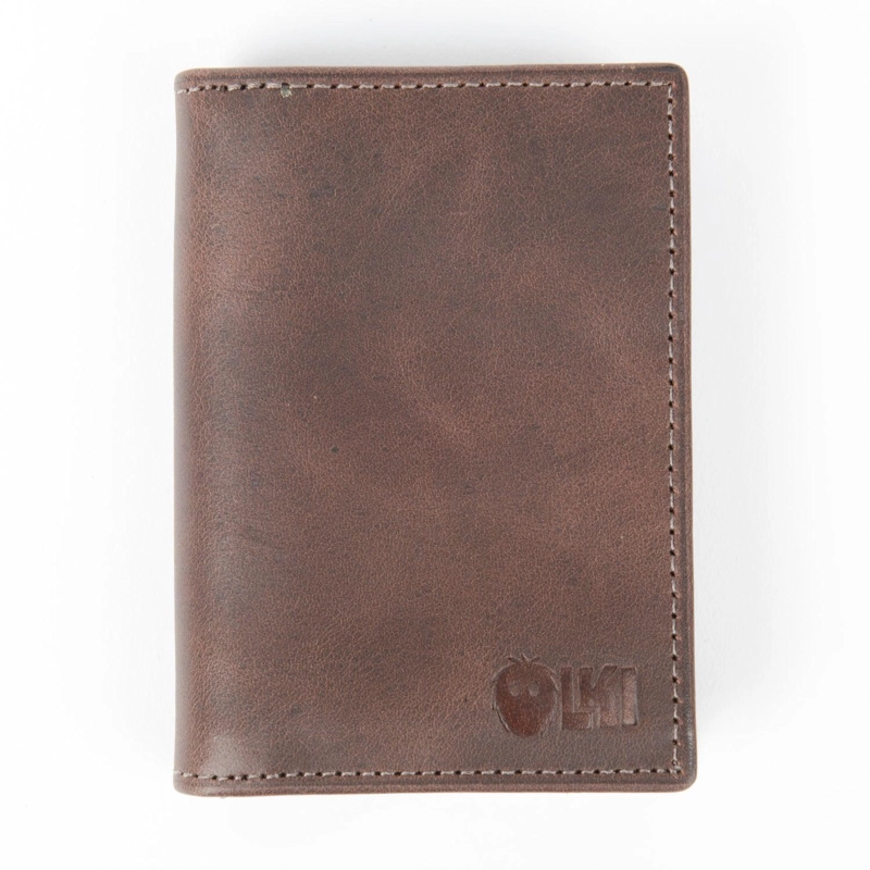 BILLETERA TARJETERO DE CUERO RFID OLKI TINGUIRIRICA - CAFE  OSCURO - 1