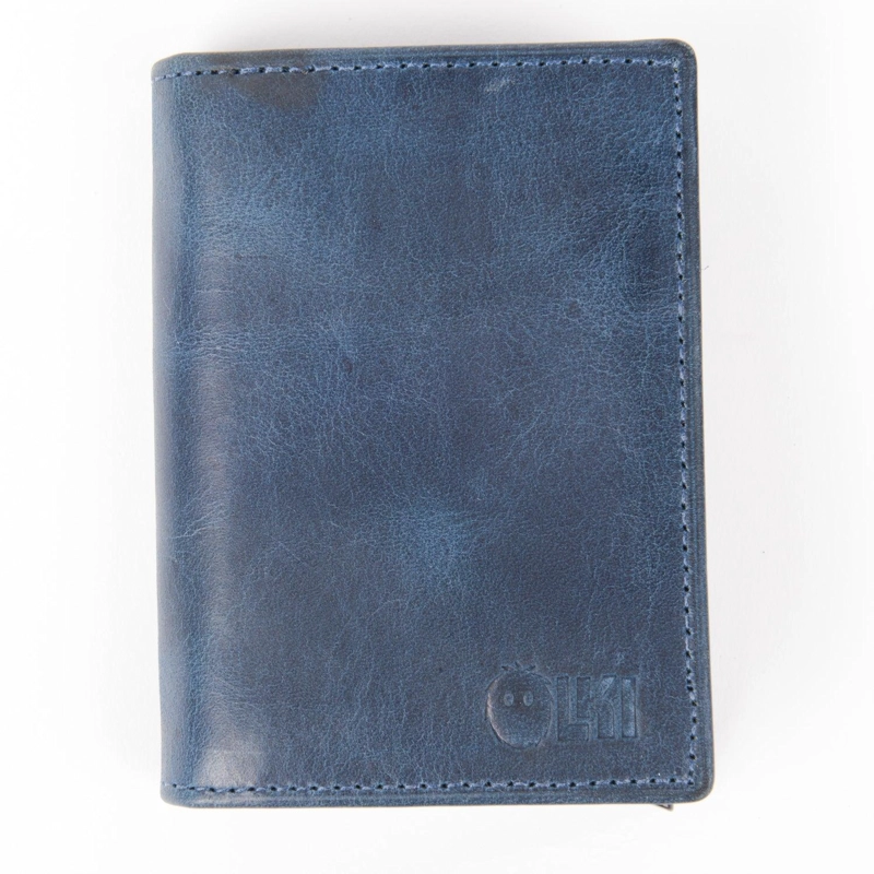 BILLETERA TARJETERO DE CUERO RFID OLKI TINGUIRIRICA - AZUL - 1
