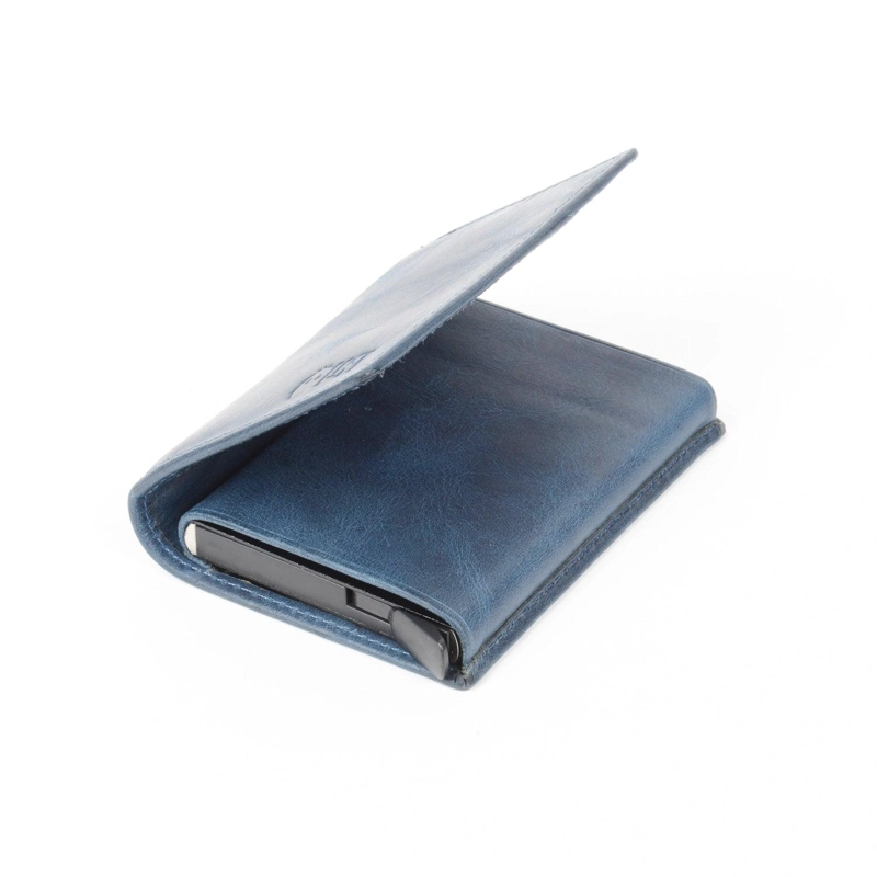 BILLETERA TARJETERO DE CUERO RFID OLKI TINGUIRIRICA - AZUL - 2