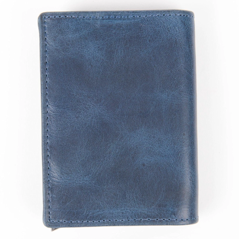 BILLETERA TARJETERO DE CUERO RFID OLKI TINGUIRIRICA - AZUL - 4