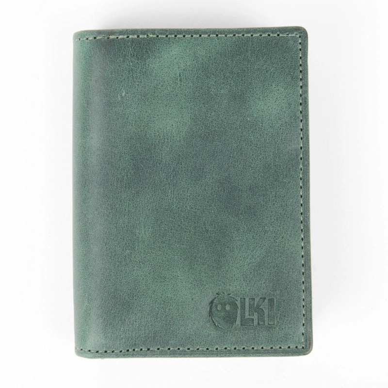 BILLETERA TARJETERO DE CUERO RFID OLKI TINGUIRIRICA - VERDE - 1