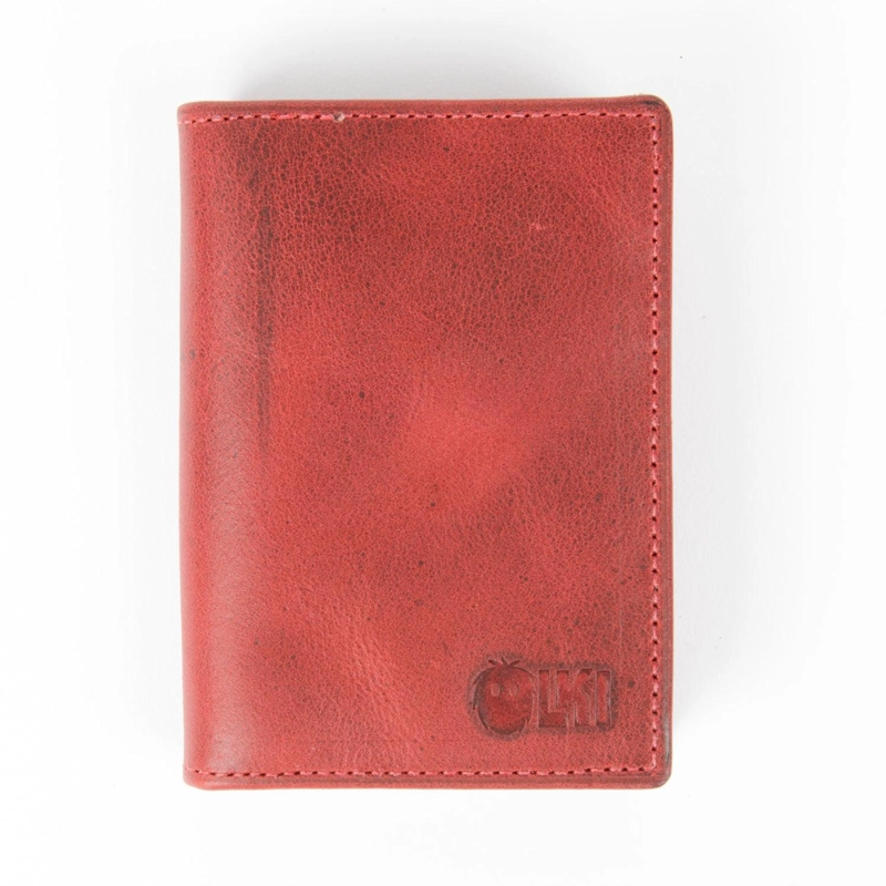 BILLETERA TARJETERO DE CUERO RFID OLKI TINGUIRIRICA - ROJO - 1