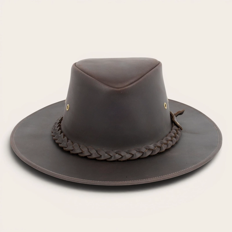 SOMBRERO DE CUERO ENGRASADO UNISEX OLKI PUMALIN - CAFE  OSCURO - 1