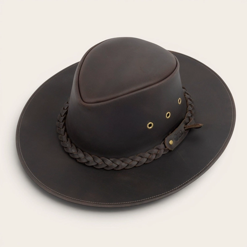 SOMBRERO DE CUERO ENGRASADO UNISEX OLKI PUMALIN - CAFE  OSCURO - 3