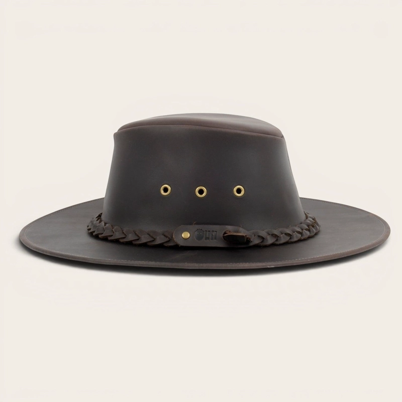 SOMBRERO DE CUERO ENGRASADO UNISEX OLKI PUMALIN - CAFE  OSCURO - 4