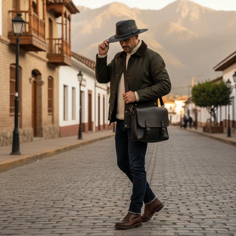 SOMBRERO DE CUERO ENGRASADO UNISEX OLKI PUMALIN - NEGRO - 2