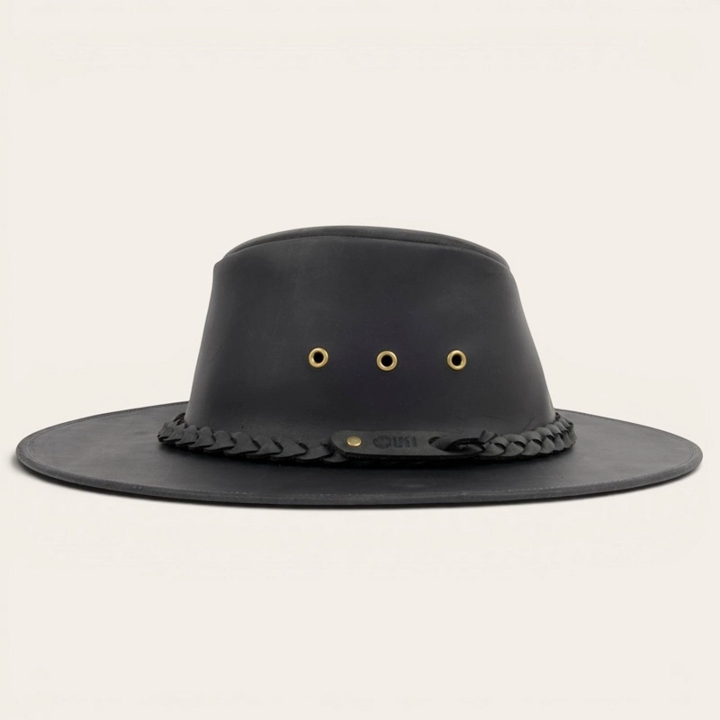 SOMBRERO DE CUERO ENGRASADO UNISEX OLKI PUMALIN - NEGRO - 4