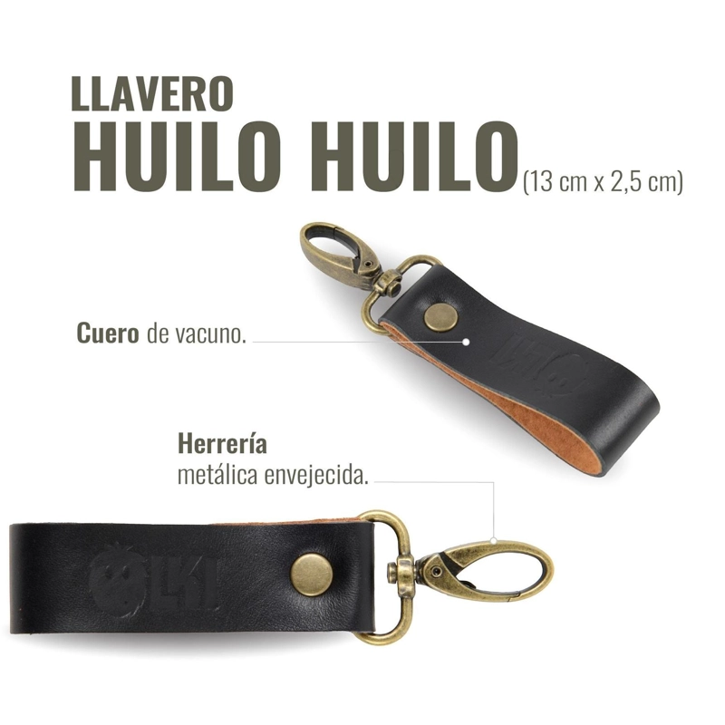 LLAVERO DE CUERO / CARPINCHO MOSQUETON OLKI HUILOHUILO - NEGRO - 3