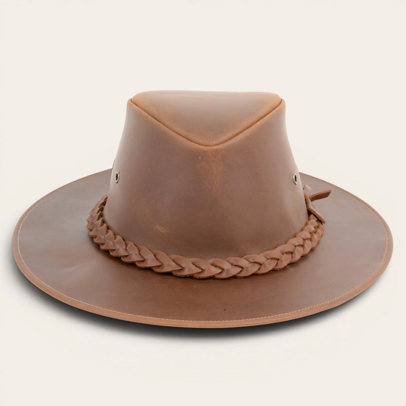 SOMBRERO DE CUERO ENGRASADO UNISEX OLKI PUMALIN - CAFE - 1