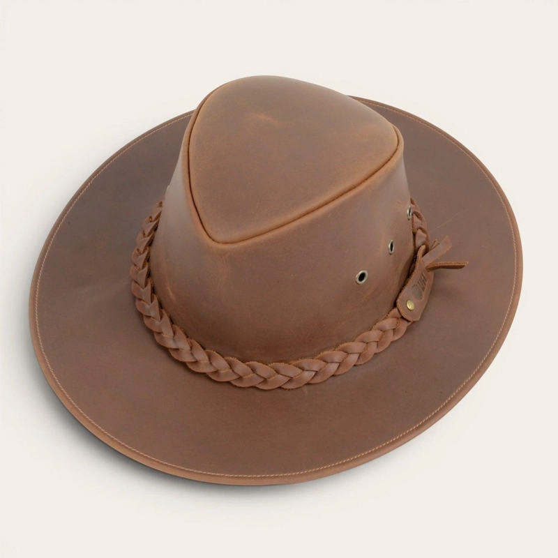 SOMBRERO DE CUERO ENGRASADO UNISEX OLKI PUMALIN - CAFE - 3