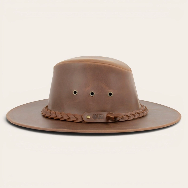 SOMBRERO DE CUERO ENGRASADO UNISEX OLKI PUMALIN - CAFE - 4