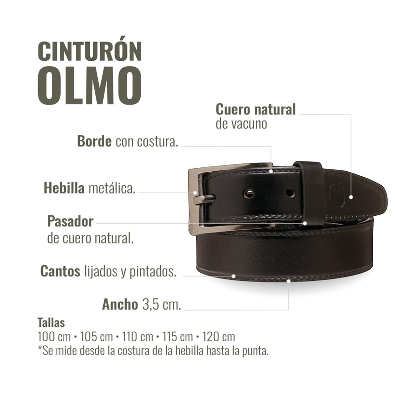 CINTURON CLASICO DE CUERO CON COSTURA OLKI OLMO - NEGRO - 3