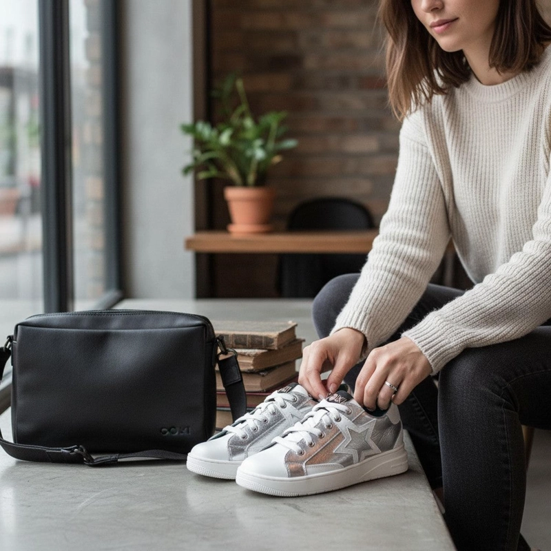 PRE ORDER - ZAPATILLA URBANA / CASUAL DE CUERO MUJER LOICA OLKI - SILVER - 2