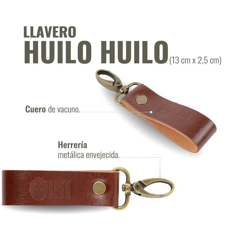 LLAVERO DE CUERO / CARPINCHO MOSQUETON OLKI HUILOHUILO - CASTAÑO - 3