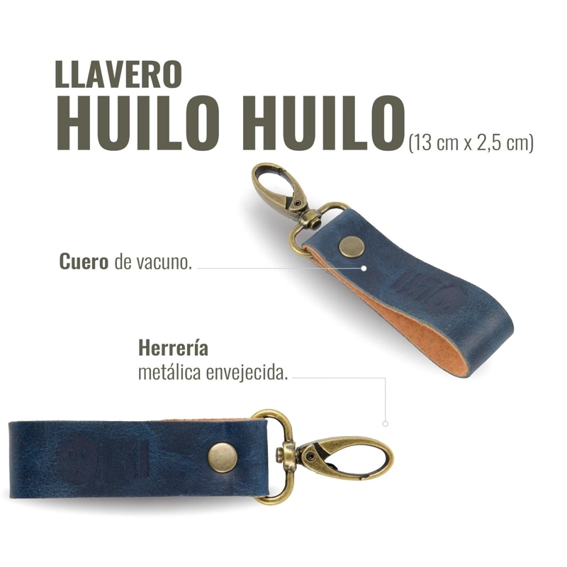 LLAVERO DE CUERO / CARPINCHO MOSQUETON OLKI HUILOHUILO - AZUL - 3
