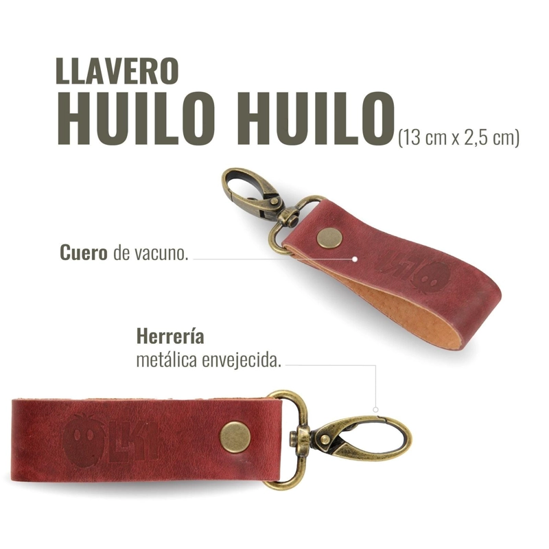 LLAVERO DE CUERO / CARPINCHO MOSQUETON OLKI HUILOHUILO - ROJO - 4