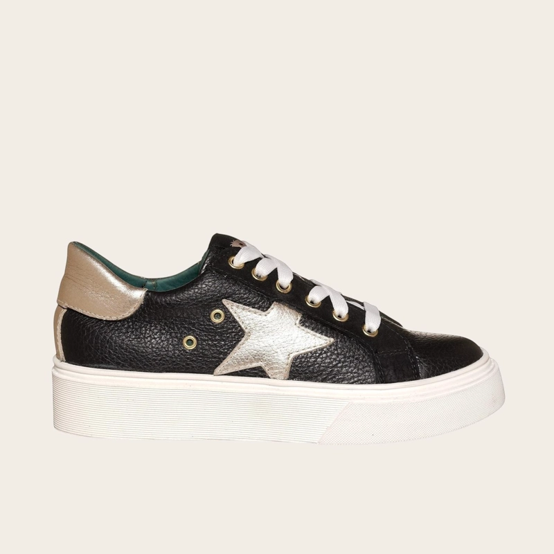 PRE ORDER - ZAPATILLA URBANA / CASUAL DE CUERO MUJER TRICAHUE OLKI - BLACK - 3