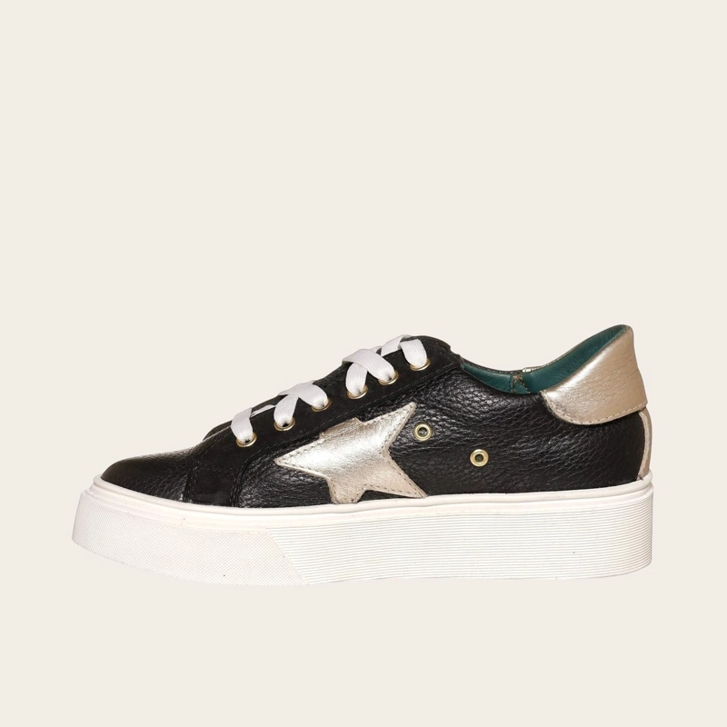 PRE ORDER - ZAPATILLA URBANA / CASUAL DE CUERO MUJER TRICAHUE OLKI - BLACK - 4