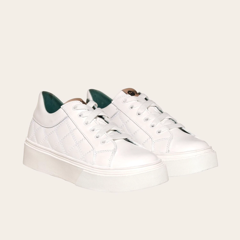 PRE ORDER - ZAPATILLA URBANA / ORIGINAL DE CUERO MUJER REAL OLKI - BLANCA - 1