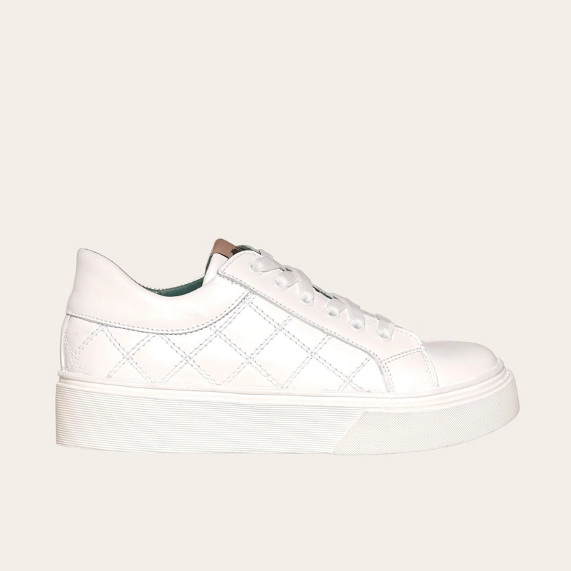 PRE ORDER - ZAPATILLA URBANA / ORIGINAL DE CUERO MUJER REAL OLKI - BLANCA - 3