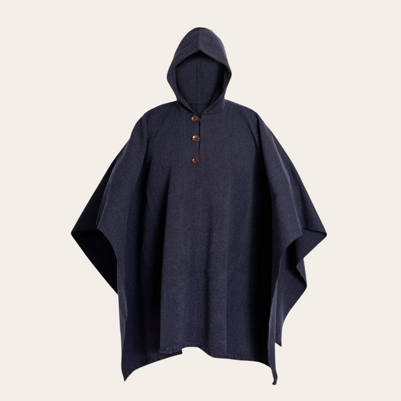PONCHO CLASICO DE LANA PREMIUM OLKI - AZUL - 1