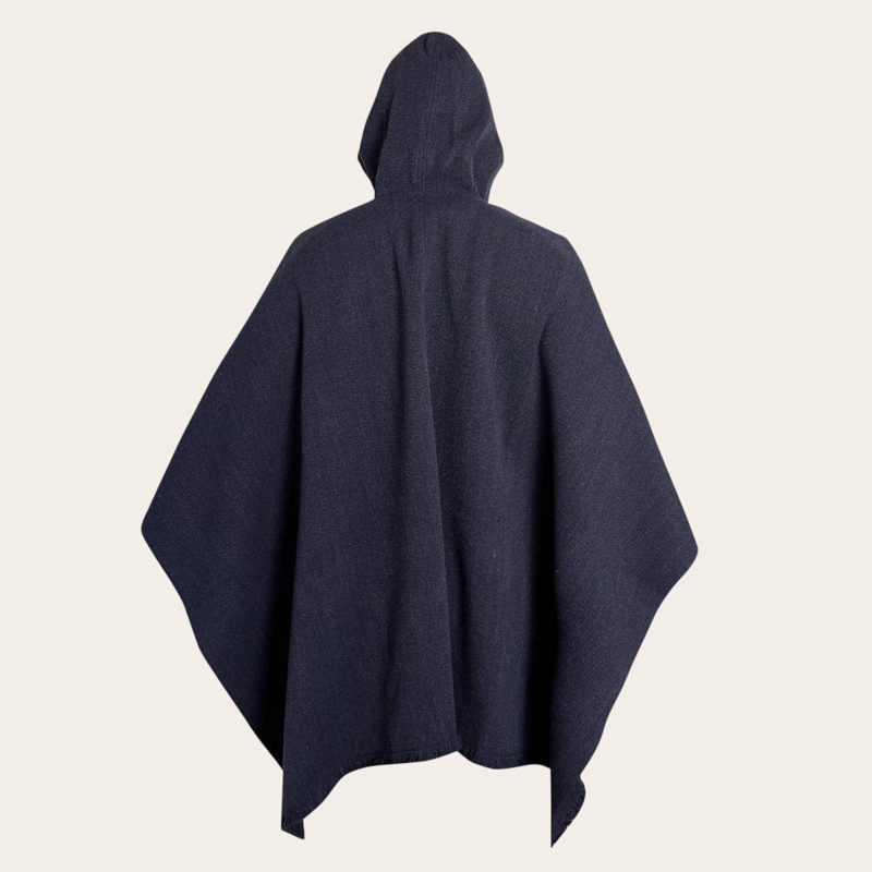 PONCHO CLASICO DE LANA PREMIUM OLKI - AZUL - 3