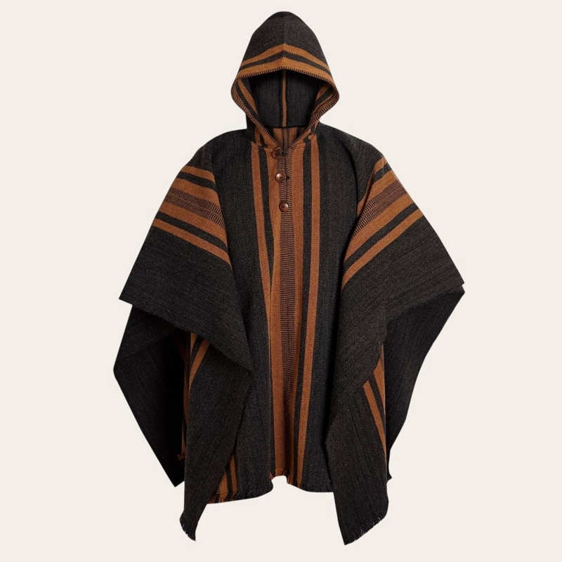 PONCHO CLASICO DE LANA PREMIUM OLKI - GRIS LISTADO - 1
