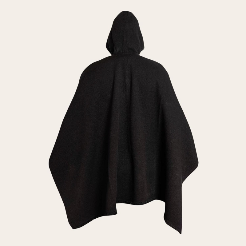 PONCHO CLASICO DE LANA PREMIUM OLKI - NEGRO - 3