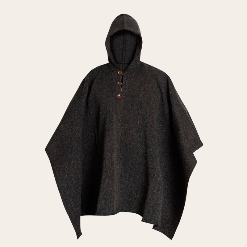 PONCHO CLASICO DE LANA PREMIUM OLKI - GRIS - 1