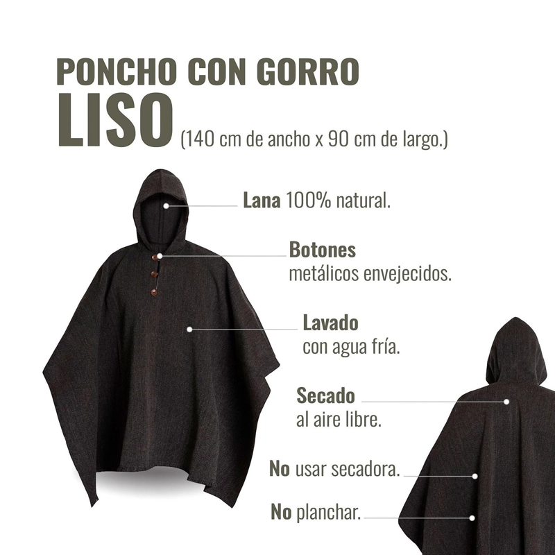 PONCHO CLASICO DE LANA PREMIUM OLKI - GRIS - 4