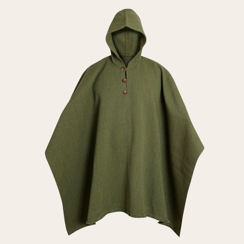 PONCHO CLASICO DE LANA PREMIUM OLKI - VERDE - 1