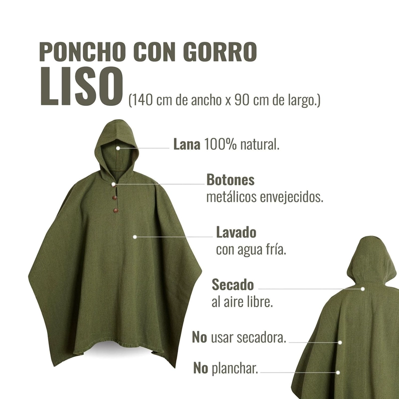 PONCHO CLASICO DE LANA PREMIUM OLKI - VERDE - 4