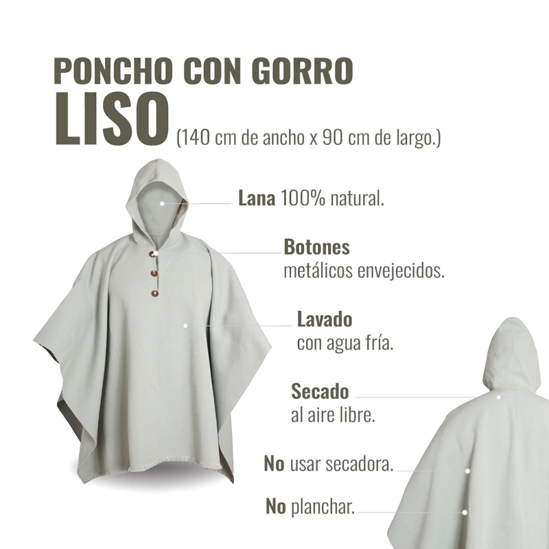 PONCHO CLASICO DE LANA PREMIUM OLKI - MENTA - 4