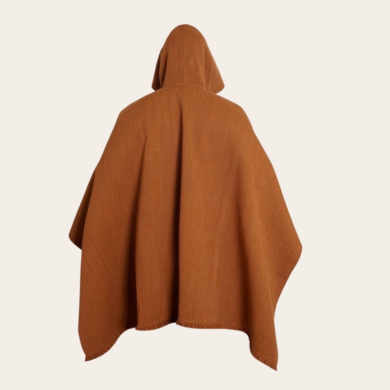 PONCHO CLASICO DE LANA PREMIUM OLKI - CAFE - 3