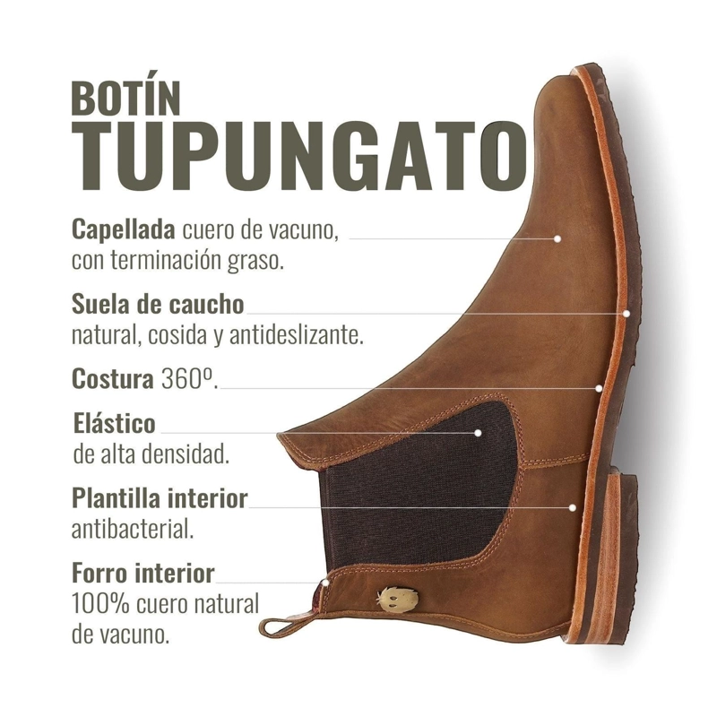 BOTIN DE CUERO CHELSEA HOMBRE TUPUNGATO OLKI - CAFE CAMEL - 8