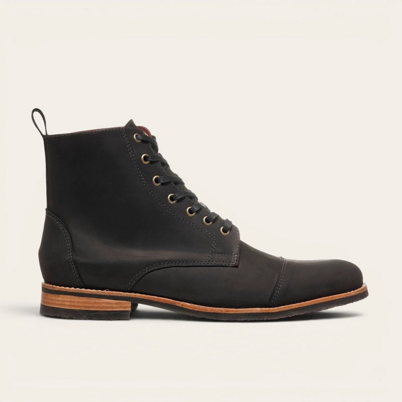 BOTIN DE CUERO CORDONES HOMBRE OSORNO OLKI - NEGRO - 3