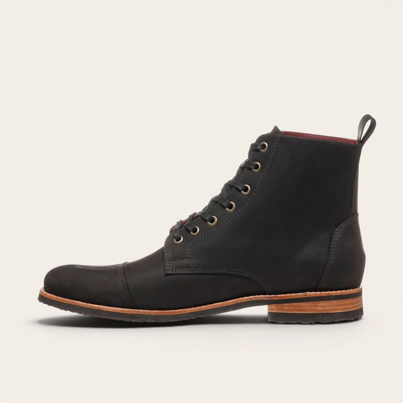 BOTIN DE CUERO CORDONES HOMBRE OSORNO OLKI - NEGRO - 4