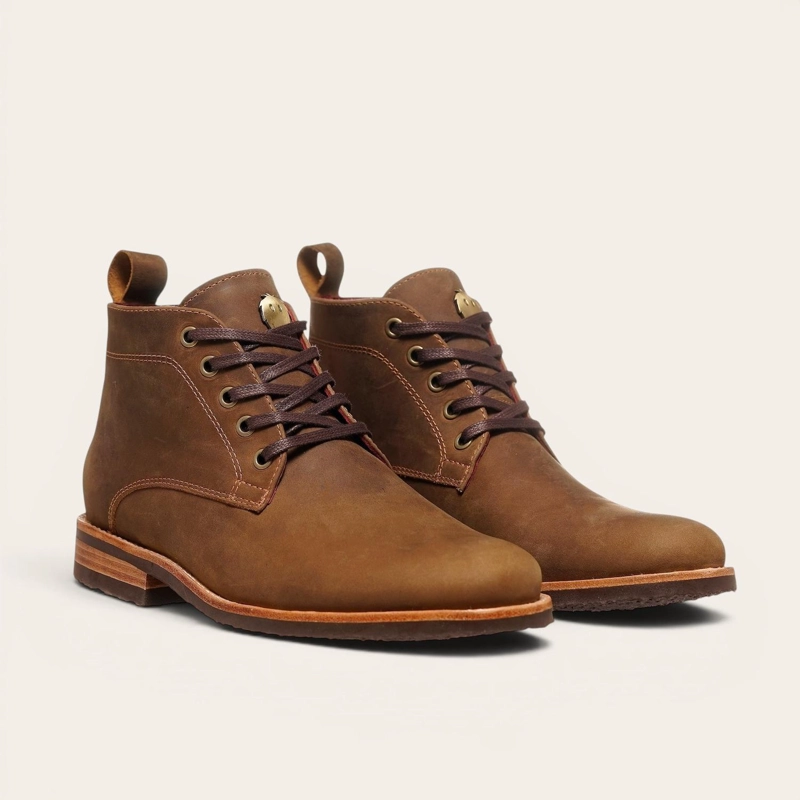 BOTIN DE CUERO CASUAL HOMBRE LLAIMA OLKI - CAFE  CAMEL - 1