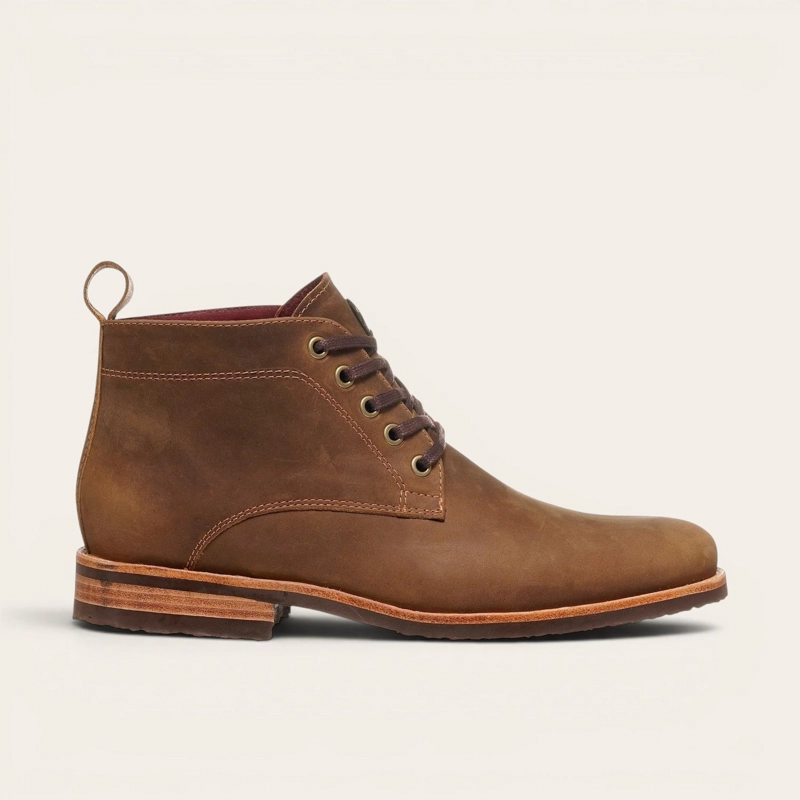 BOTIN DE CUERO CASUAL HOMBRE LLAIMA OLKI - CAFE  CAMEL - 3
