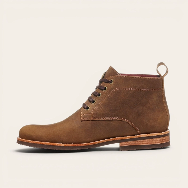 BOTIN DE CUERO CASUAL HOMBRE LLAIMA OLKI - CAFE  CAMEL - 4
