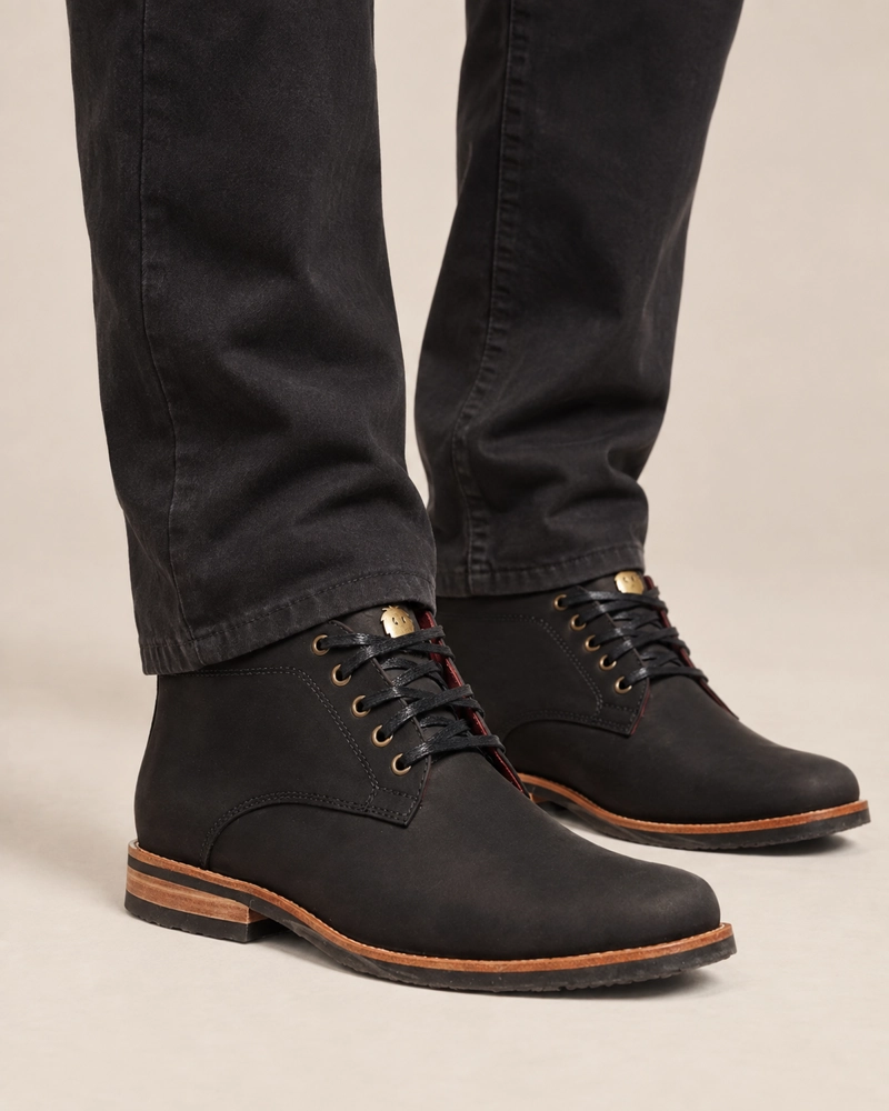 BOTIN DE CUERO CASUAL HOMBRE LLAIMA OLKI - NEGRO - 9