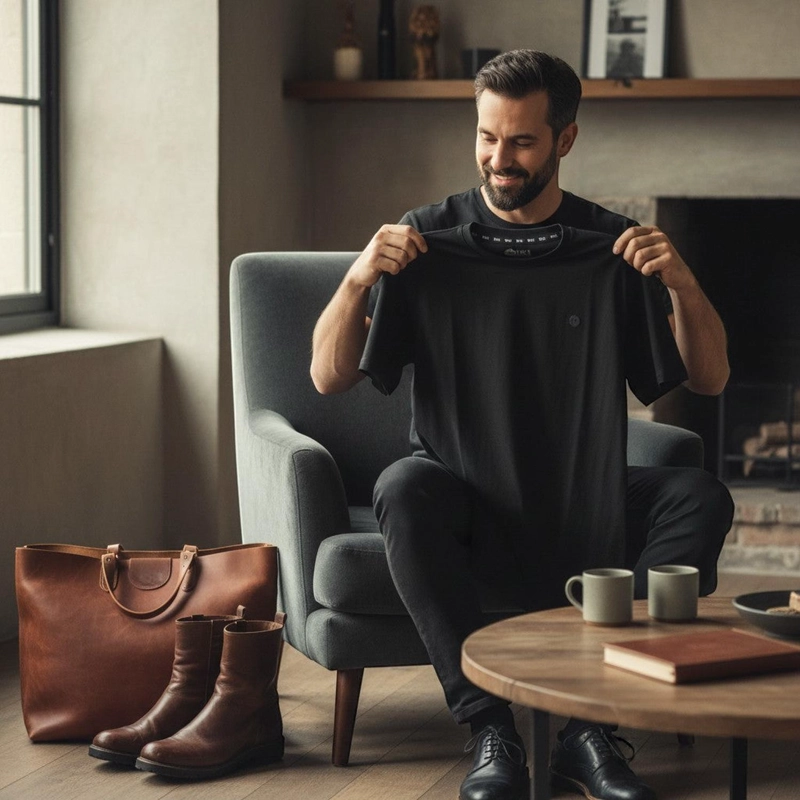 POLERA 100% ALGODON PREMIUM PERUANO PUMAHUE OLKI - NEGRO - 2