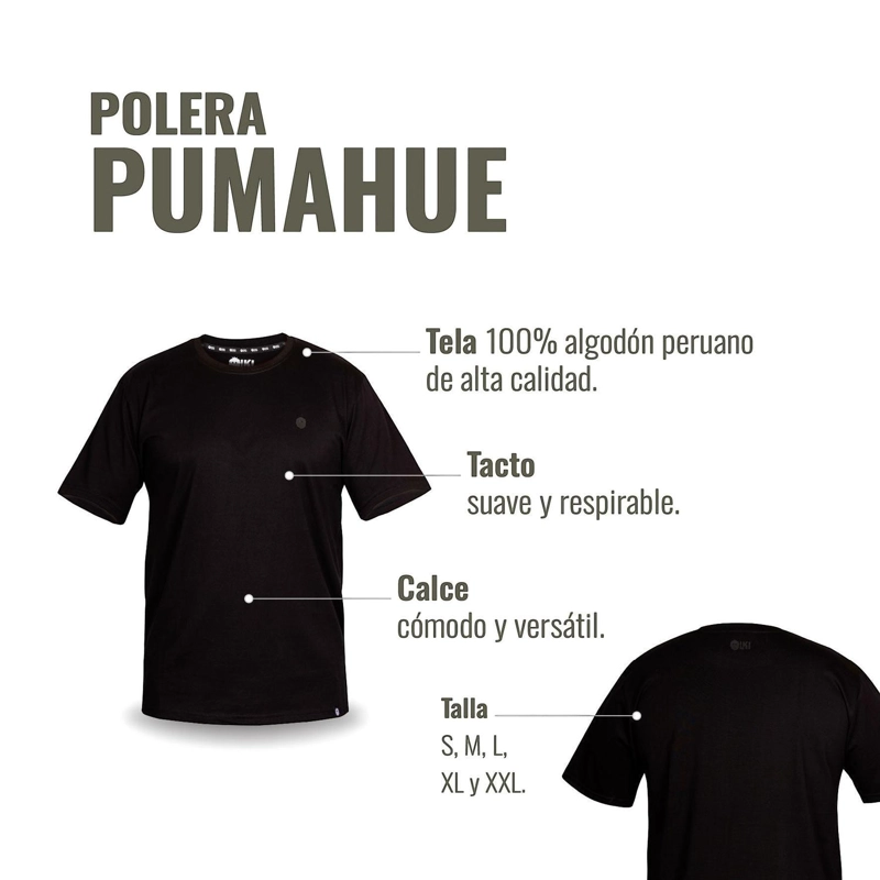 POLERA 100% ALGODON PREMIUM PERUANO PUMAHUE OLKI - NEGRO - 4
