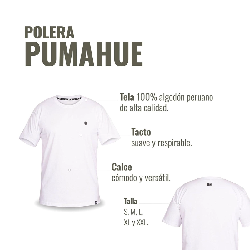 POLERA 100% ALGODON PREMIUM PERUANO PUMAHUE OLKI - BLANCO - 4