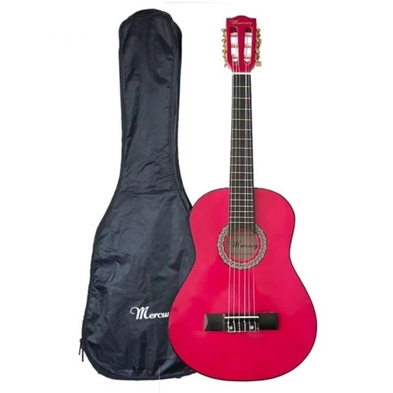 GUITARRA ACUSTICA ROSA CON FUNDA PARA NIÑO MERCURY MCG 30PK - 1
