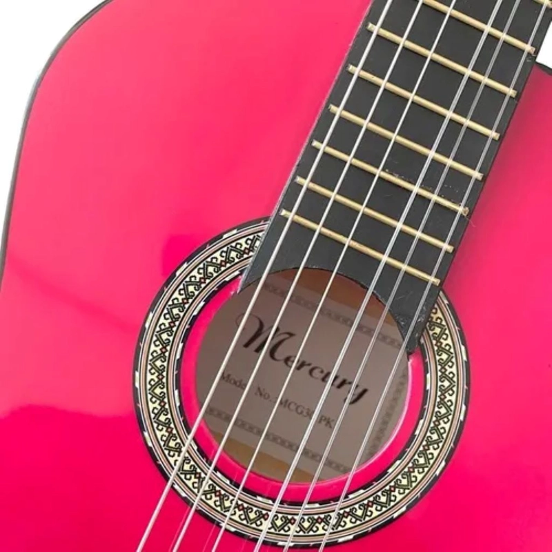 GUITARRA ACUSTICA ROSA CON FUNDA PARA NIÑO MERCURY MCG 30PK - 4